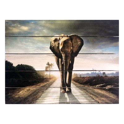 Картина для бани, тематика животные "Одинокий слон", МАССИВ, 40×30 см - фото 1675981