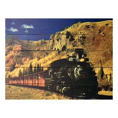 Картина для бани, тематика поезда "Паровоз в горах", МАССИВ, 40×30 см - фото 1675989