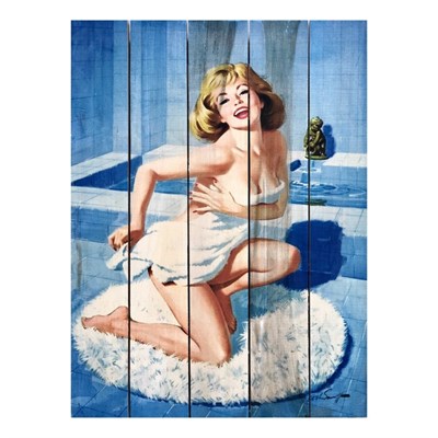 Картина для бани, тематика люди "Девушка в полотенце", МАССИВ, 40×30 см - фото 1675992