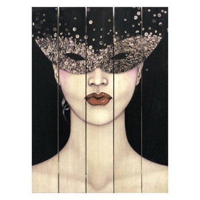 Картина для бани, тематика люди "Девушка в маске", МАССИВ, 40×30 см - фото 1675993