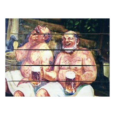 Картина для бани, тематика люди "Любители баньки", МАССИВ, 40×30 см - фото 1675996