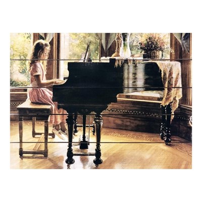 Картина для бани, тематика люди "Девочка с роялем", МАССИВ, 40×30 см - фото 1676000