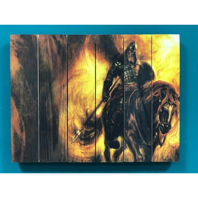 Картина для бани, с УФ печатью "Богатырь в огне", МАССИВ, 30×40 см - фото 1676028