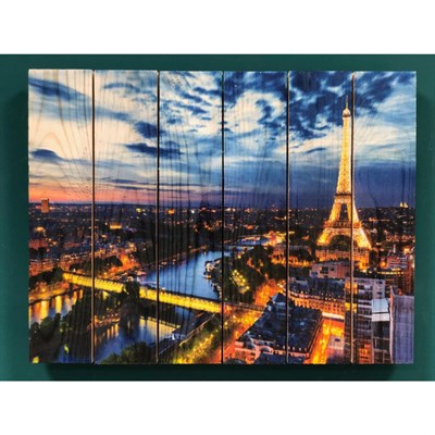 Картина для бани, с УФ печатью "Ночной Париж", МАССИВ, 30×40 см - фото 1676036
