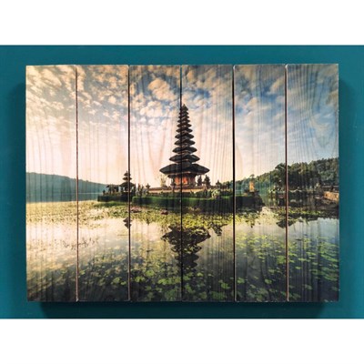 Картина для бани, с УФ печатью "Храм у воды. Бали", МАССИВ, 30×40 см - фото 1676042