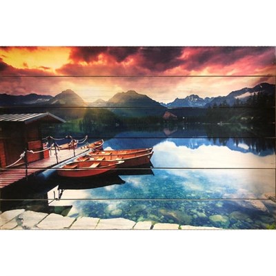 Картина для бани "Закат на озере", МАССИВ, 40×60 см - фото 1676048
