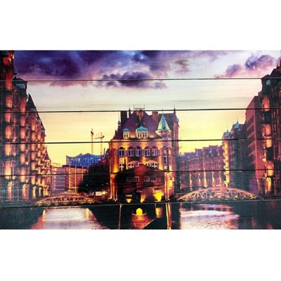 Картина для бани "Вечерний город", МАССИВ, 40×60 см - фото 1676051