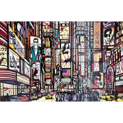 Картина для бани "Город в рекламных вывесках", МАССИВ, 40×60 см - фото 1676056
