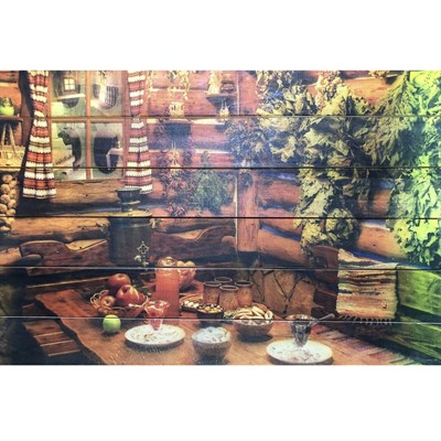 Картина для бани "Деревенское застолье", МАССИВ, 40×60 см - фото 1676062