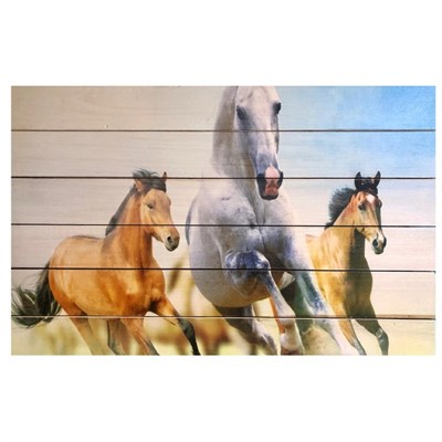 Картина для бани "Бегущие лошади", МАССИВ, 40×60 см - фото 1676074