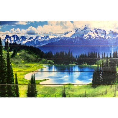 Картина для бани "Озеро на фоне заснеженных гор", МАССИВ, 40×60 см - фото 1676080