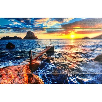 Картина для бани "Морской закат на берегу", МАССИВ, 40×60 см - фото 1676081