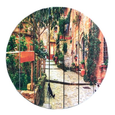 Картина для бани круглая "Приморский переулок", МАССИВ, 40×40 см - фото 1676085