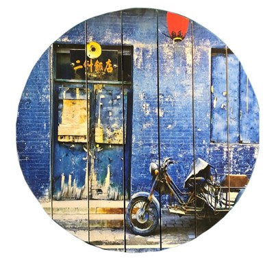 Картина для бани круглая "Мотоцикл на синем фоне", МАССИВ, 40×40 см - фото 1676088
