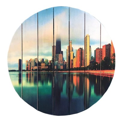 Картина для бани круглая "Небоскребы Америки", МАССИВ, 40×40 см - фото 1676100