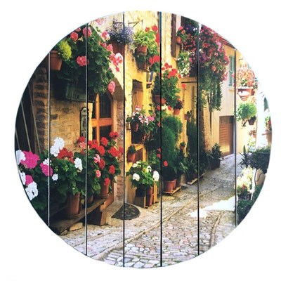Картина для бани круглая "Цветочные клумбы на южном переулке", МАССИВ, 40×40 см - фото 1676102