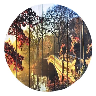 Картина для бани круглая "Закат в осеннем лесу", МАССИВ, 40×40 см - фото 1676103