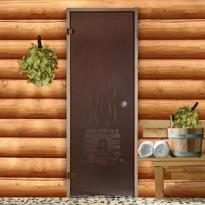 Дверь для бани и сауны 190×70 см, Банька, круглая ручка, левое открывание - фото 1680027