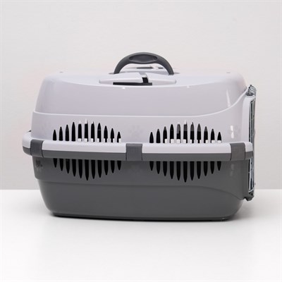Переноска для животных до 12 кг "Пижон" 49х33х32см, металлическая дверь, серая - фото 1706889
