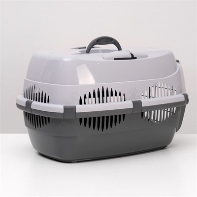 Переноска для животных до 12 кг "Пижон" 49х33х32см, металлическая дверь, серая - фото 1706890