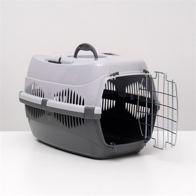 Переноска для животных до 12 кг "Пижон" 49х33х32см, металлическая дверь, серая - фото 1706897