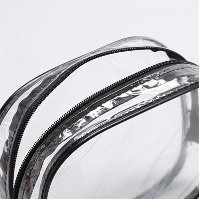 Косметичка ПВХ, отдел на молнии, цвет чёрный - фото 1743661