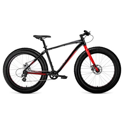 Велосипед 26" Forward Bizon, 2020, цвет чёрный/красный, размер 18" - фото 1762062