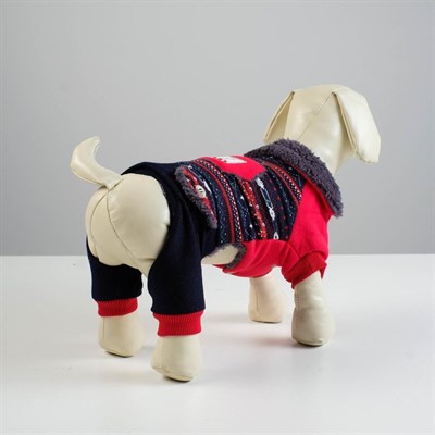 Комбинезон для собак, еврозима на меховом подкладе, XS (ОШ 18-22,ОГ 27-32,ДС 20 см), красный   43337 - фото 1778937