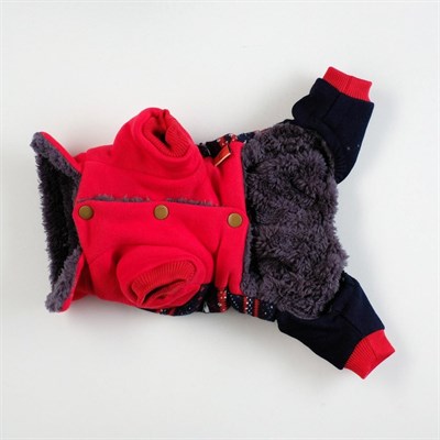 Комбинезон для собак, еврозима на меховом подкладе, XS (ОШ 18-22,ОГ 27-32,ДС 20 см), красный   43337 - фото 1778941