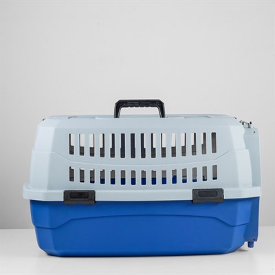 Переноска пластиковая 58 х 40 х 27, серо-синяя - фото 1783574