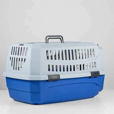 Переноска пластиковая 58 х 40 х 27, серо-синяя - фото 1783575