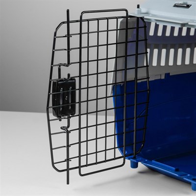 Переноска пластиковая 58 х 40 х 27, серо-синяя - фото 1783581