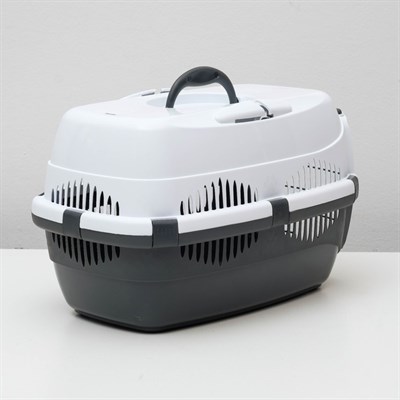 Переноска для животных до 9 кг "Пижон", металлическая дверь, 43 х 29 х 27,5 см, бело-серая - фото 1783698