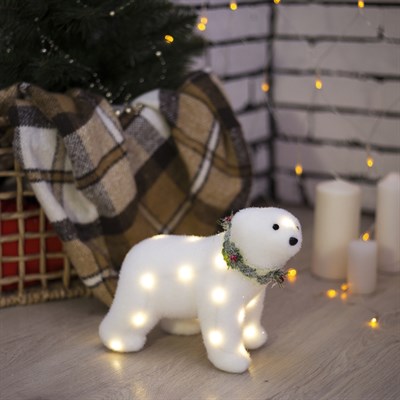 Фигура световая "Белый мишка", 22 LED, 20х20х10 см, фиксинг, от батар. (не в компл) - фото 1790720