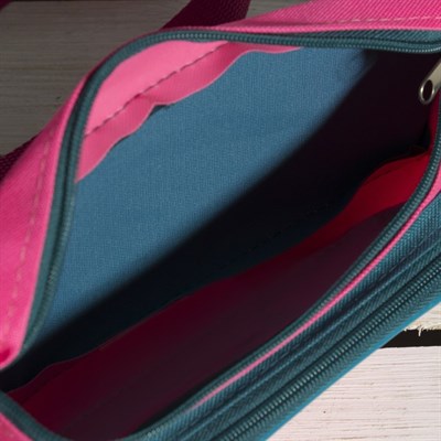 Сумка поясная, отдел на молнии, наружный карман, цвет розовый/бирюзовый - фото 1842994