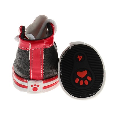 Кеды для собак (4 шт), размер 4, красно-черные - фото 1858089