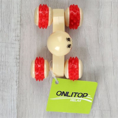 Массажёр «Мордочка», деревянный, 4 колеса, цвет МИКС - фото 1899332