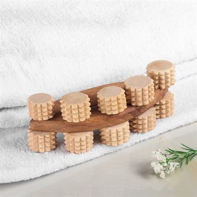 Массажер деревянный "Машинка", 10 роликов - фото 1899446