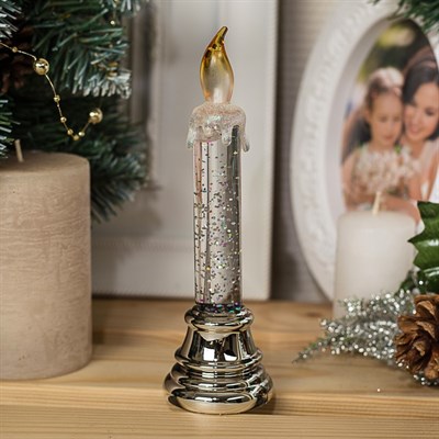 Фигура световая "Свеча на ветру серебристы", 17х5х5 см, от бат. 3х LR44, RGB - фото 1948796