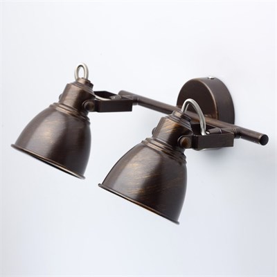 Люстра спот "Ринген" 2x40W E14 кофейный, золотистый 22x39x16см - фото 2000291