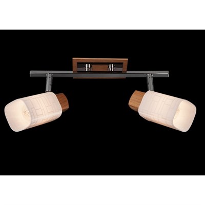 Спот Savier 2x40Вт Е14 хром, дерево 30x17x15см - фото 2000317