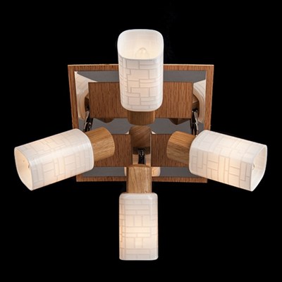 Спот Savier 4x40Вт Е14 хром, дерево 22x22x15см - фото 2000323