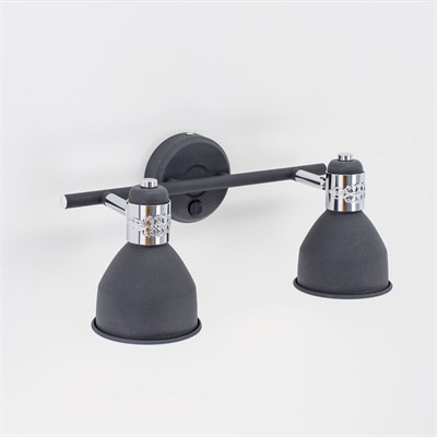 Светильник "Аврора" 2x60Вт Е14 серый, хром 32x20x12см - фото 2000541