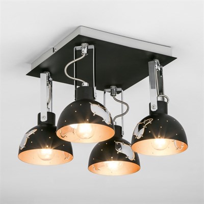 Светильник Grunge 4x40Вт E14 хром, черный - фото 2001440