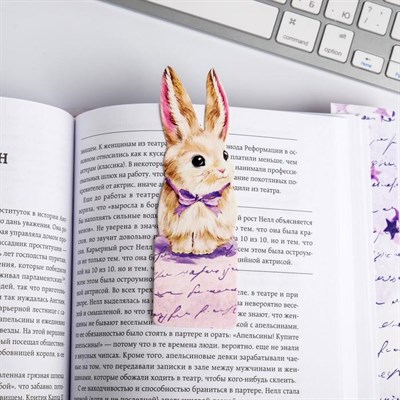 Обложка для книги с закладкой «Заяц в шляпе», 43×24 см - фото 2002341