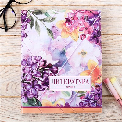 Обложка для учебника «Литература» (цветочная), 43.5×23.2 см - фото 2002473