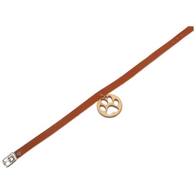 Декоративный кожаный ошейник с подвеской-лапкой (дерево), 34 х 1 см - фото 2004991