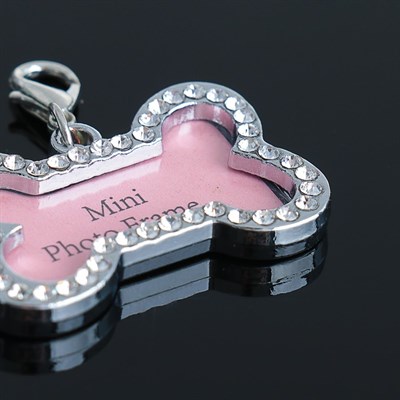 Адресник со стразами и вкладышем "Косточка", 4,3 х 2,8 см - фото 2005020