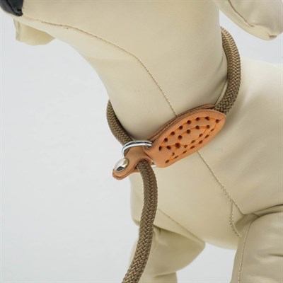 Поводок-удавка 145 см х 6 мм, полиэстер и натуральная кожа, бежевый - фото 2005067