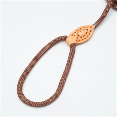 Поводок-удавка 145 см х 6 мм, полиэстер и натуральная кожа, коричневый - фото 2005072